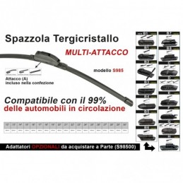 CARALL Spazzola Tergicristallo Auto Universale S985 13'' 325mm Carall 16 Attacchi Opzio 